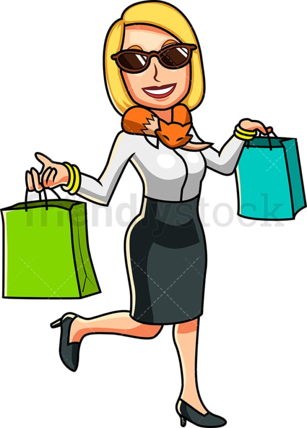 Wealthy woman with shopping bags. PNG - JPG and vector EPS file formats (infinitely scalable). Image isolated on transparent background.