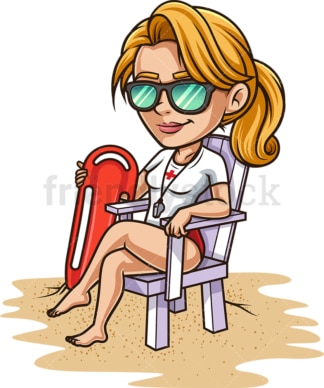 Woman lifeguard at the beach. PNG - JPG and vector EPS (infinitely scalable). Image isolated on transparent background.
