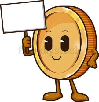 Coin holding blank sign. PNG - JPG and vector EPS (infinitely scalable).