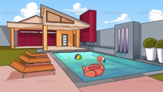 Private backyard swimming pool background in 16:9 aspect ratio. PNG - JPG and vector EPS file formats (infinitely scalable).