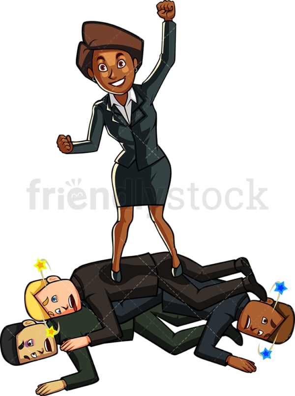 Black businesswoman beating competition. PNG - JPG and vector EPS file formats (infinitely scalable). Image isolated on transparent background.