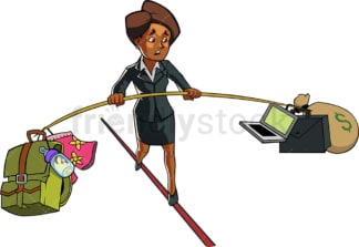 Black woman balancing work and home. PNG - JPG and vector EPS file formats (infinitely scalable). Image isolated on transparent background.