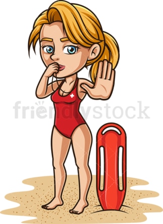 Female lifeguard with whistle. PNG - JPG and vector EPS (infinitely scalable). Image isolated on transparent background.