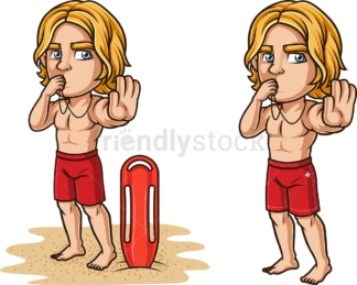 Lifeguard with whistle stop gesture. PNG - JPG and vector EPS (infinitely scalable). Image isolated on transparent background.