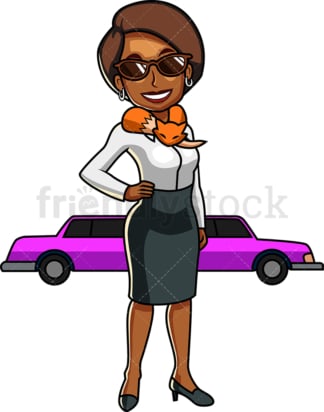 Wealthy black woman with limousine. PNG - JPG and vector EPS file formats (infinitely scalable). Image isolated on transparent background.