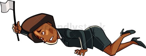 Black business woman surrenders. PNG - JPG and vector EPS file formats (infinitely scalable). Image isolated on transparent background.