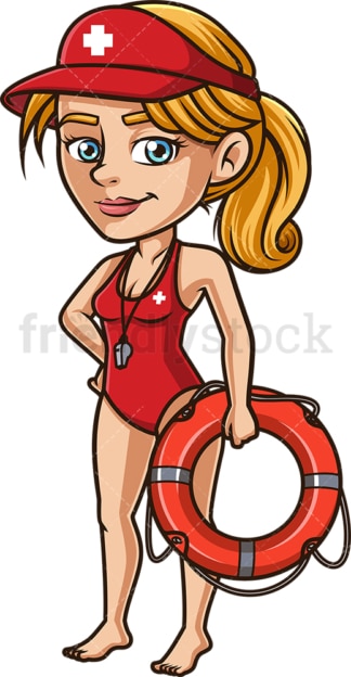 Happy female lifeguard. PNG - JPG and vector EPS (infinitely scalable). Image isolated on transparent background.