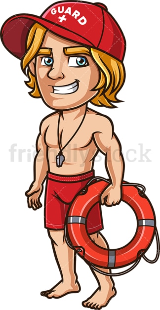 Lifeguard holding ring buoy. PNG - JPG and vector EPS (infinitely scalable). Image isolated on transparent background.