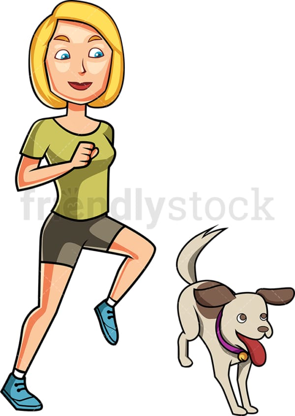 Woman and dog jogging. PNG - JPG and vector EPS file formats (infinitely scalable). Image isolated on transparent background.
