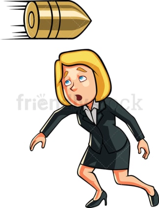 Business woman dodging a bullet. PNG - JPG and vector EPS file formats (infinitely scalable). Image isolated on transparent background.