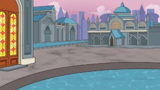 Elven city background in 16:9 aspect ratio. PNG - JPG and vector EPS file formats (infinitely scalable).