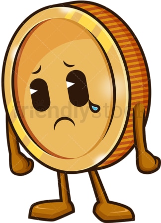 Sad coin crying. PNG - JPG and vector EPS (infinitely scalable).