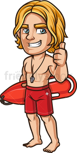 Smiling lifeguard thumbs up. PNG - JPG and vector EPS (infinitely scalable). Image isolated on transparent background.