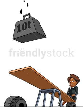 Black businesswoman in deep trouble. PNG - JPG and vector EPS file formats (infinitely scalable). Image isolated on transparent background.