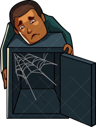 Black man who lost his wealth. PNG - JPG and vector EPS file formats (infinitely scalable). Image isolated on transparent background.