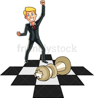 Businessman winning chess game. PNG - JPG and vector EPS file formats (infinitely scalable). Image isolated on transparent background.