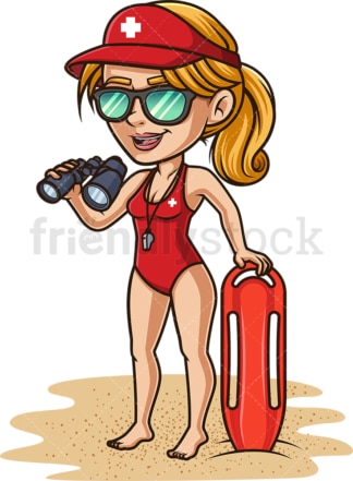 Lifeguard girl with binoculars. PNG - JPG and vector EPS (infinitely scalable). Image isolated on transparent background.