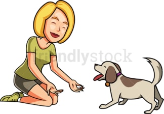Woman and dog playing together. PNG - JPG and vector EPS file formats (infinitely scalable). Image isolated on transparent background.