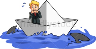 Businessman surrounded by sharks. PNG - JPG and vector EPS file formats (infinitely scalable). Image isolated on transparent background.