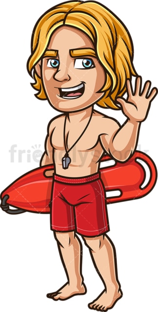 Happy lifeguard waving. PNG - JPG and vector EPS (infinitely scalable). Image isolated on transparent background.