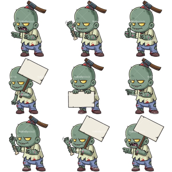 Cute little zombie. PNG - JPG and infinitely scalable vector EPS - on white or transparent background.