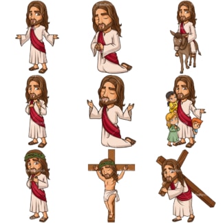 Jesus Christ Cartoons. PNG - JPG and infinitely scalable vector EPS - on white or transparent background.