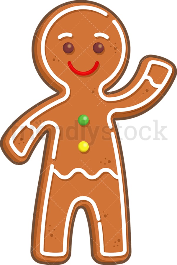 Gingerbread man waving. PNG - JPG and vector EPS (infinitely scalable).