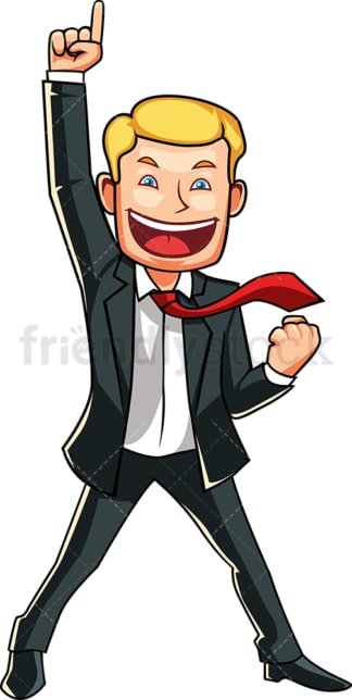 Businessman feeling like a winner. PNG - JPG and vector EPS file formats (infinitely scalable). Image isolated on transparent background.