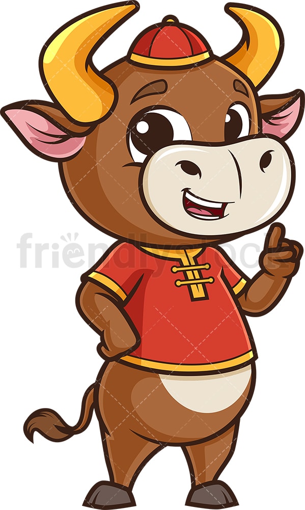 Chinese new year ox pointing up. PNG - JPG and vector EPS (infinitely scalable).