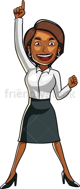 Winning black businesswoman. PNG - JPG and vector EPS file formats (infinitely scalable). Image isolated on transparent background.