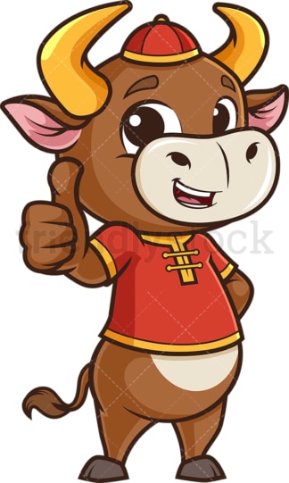 Chinese new year ox thumbs up. PNG - JPG and vector EPS (infinitely scalable).