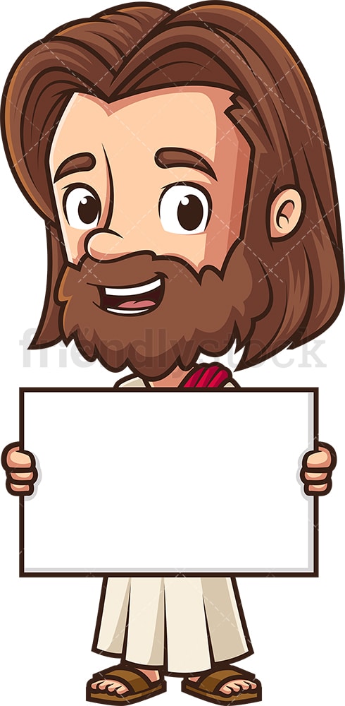 Jesus holding blank sign. PNG - JPG and vector EPS (infinitely scalable).