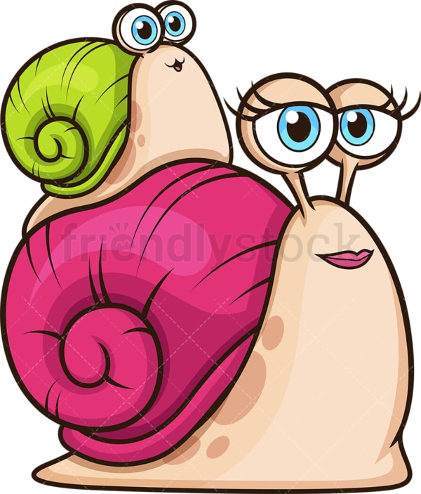 Mere A Bebe Escargot Dessin Anime Vecteur Clipart Friendlystock