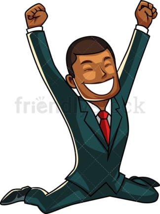 Victorious black businessman. PNG - JPG and vector EPS file formats (infinitely scalable). Image isolated on transparent background.