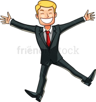 Businessman doing a happy dance. PNG - JPG and vector EPS file formats (infinitely scalable). Image isolated on transparent background.