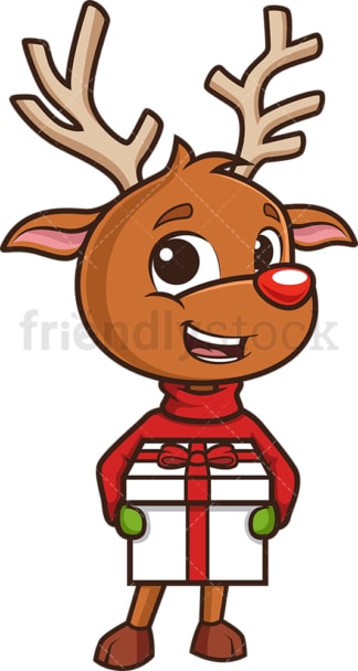Reindeer holding gift box. PNG - JPG and vector EPS (infinitely scalable).
