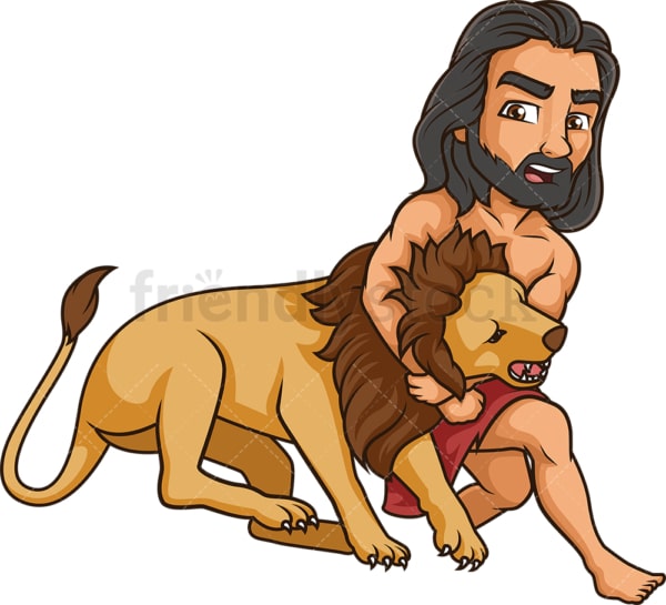 Samson kills lion with bare hands. PNG - JPG and vector EPS (infinitely scalable).