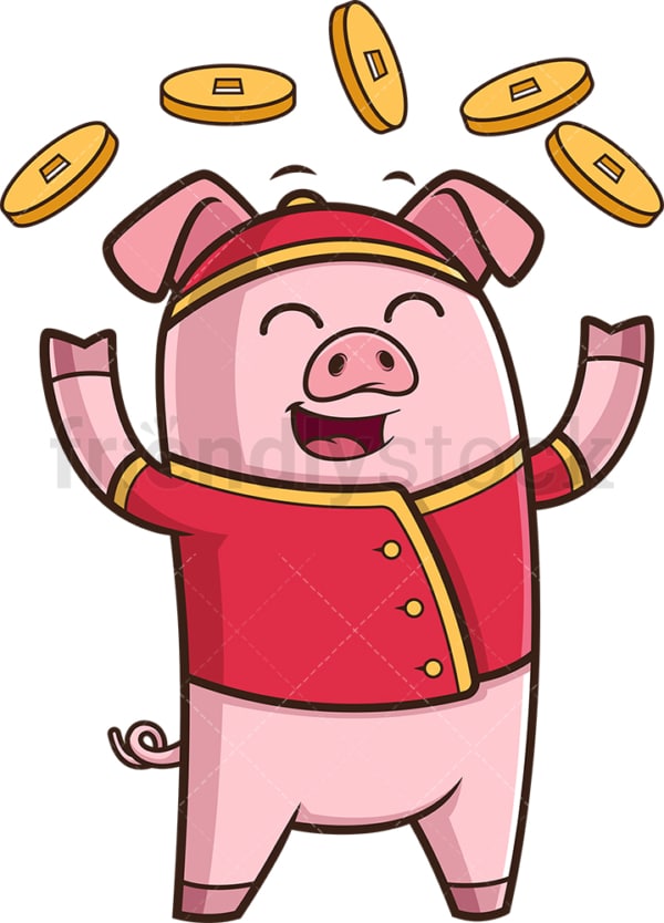 Wealthy new year chinese pig. PNG - JPG and vector EPS (infinitely scalable).