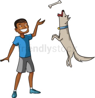 Dog jumping up to catch a bone. PNG - JPG and vector EPS file formats (infinitely scalable). Image isolated on transparent background.