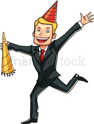 Celebrating young businessman. PNG - JPG and vector EPS file formats (infinitely scalable). Image isolated on transparent background.