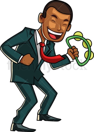 Dancing black businessman. PNG - JPG and vector EPS file formats (infinitely scalable). Image isolated on transparent background.
