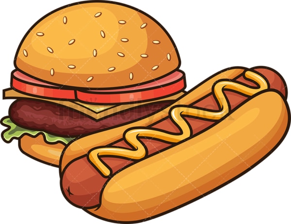 Hot dog and hamburger. PNG - JPG and vector EPS file formats (infinitely scalable). Image isolated on transparent background.