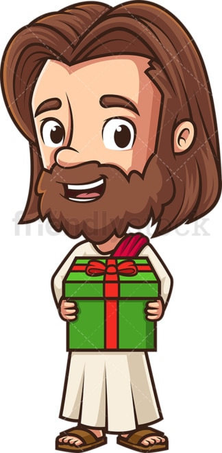 Kawaii jesus holding present. PNG - JPG and vector EPS (infinitely scalable).