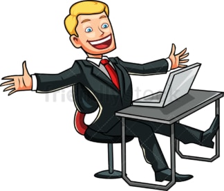 Happy man with laptop computer. PNG - JPG and vector EPS file formats (infinitely scalable). Image isolated on transparent background.