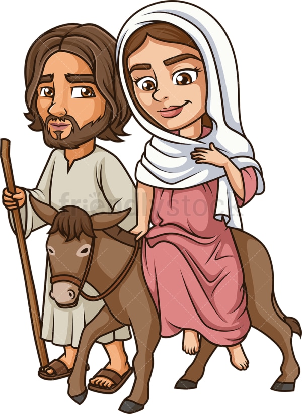 Virgin mary traveling with joseph. PNG - JPG and vector EPS (infinitely scalable).