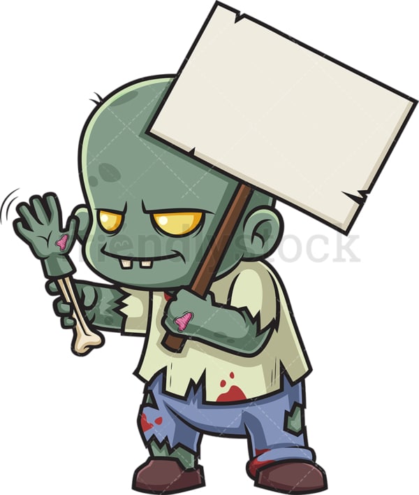 Zombie with billboard sign. PNG - JPG and vector EPS (infinitely scalable).