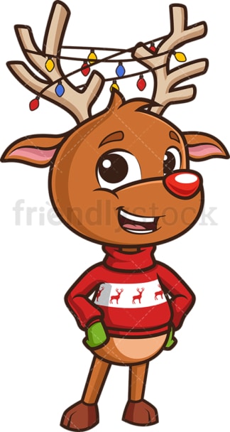 Reindeer with christmas lights in horns. PNG - JPG and vector EPS (infinitely scalable).
