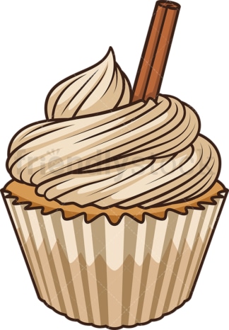 Apple cinnamon cupcake. PNG - JPG and vector EPS file formats (infinitely scalable). Image isolated on transparent background.