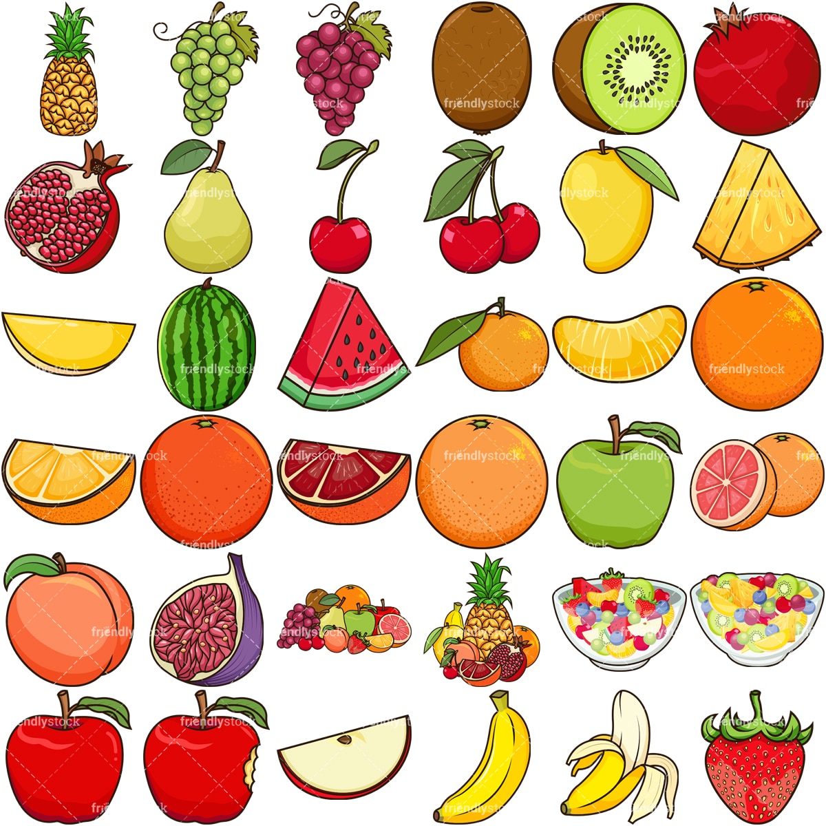 Fresh Fruit  Clipart Vector Cartoon  FriendlyStock