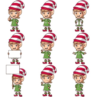Female christmas elf. PNG - JPG and infinitely scalable vector EPS - on white or transparent background.